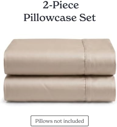Beckham Hotel Collection Pillowcases King Size Set of 2, Cool Touch Cotton Sateen Fabric, 500TC, Silky Smooth & Soft, Open End, Sand - Image 5
