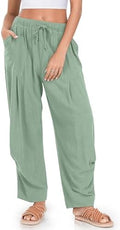 TARSE Womens Linen Barrel Pants Casual Summer Travel Lounge Trousers by TARSE