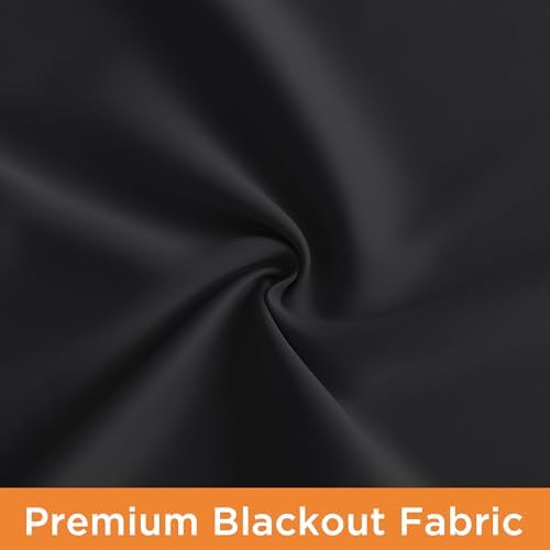 RYB HOME 2 Panels 100% Blackout French Door Curtains Set of 2 - W26 x L69, Black - No Drill Door Window Curtains Thermal Insulated Privacy Assured Shades for Front Entrance - Image 6