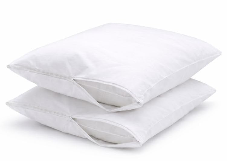 Zippered Cotton Pillow Protectors – 100% Breathable Percale, Non-Quilted Pillow Encasements, Dust & Allergen Barrier, Machine Washable – King 20×36, 8 Pack by ShanDreamz