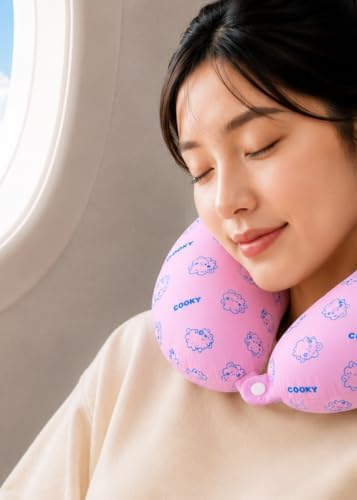 LINE FRIENDS Official BT21 Baby Tatton Reversible Neck Pillow - Cooky, 2-Side Travel Neck Pillow Cushion for Airplane, Road Trip Essentials, Kpop Merch, Gift for Girls and Kpop Fans, 1 Count - Image 3
