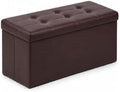 ALASDO 30 Inch Folding Storage Ottoman Bench with Hidden Storage, PU Leather Ottoman Foot Rest Stool, End of Bed Bench for Bedroom, Living Room, Entryway and Closet, Brown by ALASDO