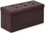 ALASDO 30 Inch Folding Storage Ottoman Bench with Hidden Storage, PU Leather Ottoman Foot Rest Stool, End of Bed Bench for Bedroom, Living Room, Entryway and Closet, Brown by ALASDO