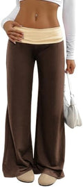 ZAFUL Women's Striped Pants Fold Waist Wide Leg Pants Lounge Pajama Pants by ZAFUL