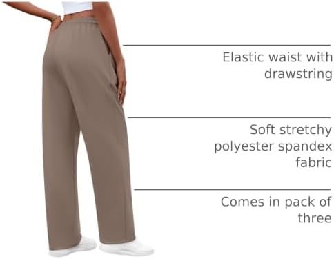 Neer 3 Pack Women's Wide Leg Sweatpants Baggy Pants with Pockets - Image 4