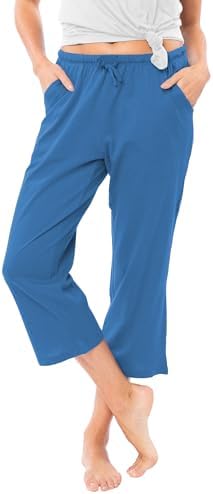 Sexy Basics Women's 100% Cotton Lounge Pants | Capri Style Pajama Sleep Bottoms | Drawstring & Pockets |Multi-Packs & Colors - Image 2