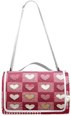 MNSRUU Picnic Blanket Waterproof Foldable, Red White Checkered Heart Large Outdoor Picnic Beach Camping Blanket Travel Mat, Shoulder Strap Tote, Rectangle 57x59in - Image 7
