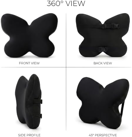 Butterfly Lumbar Support Pillow for Car and Chair, Black - Image 6