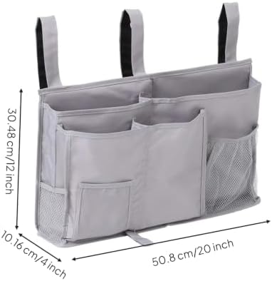 Baoblaze Hanging Storage Organizer with Pockets | Adjustable, Bedside Pocket Organizer, Stable, for Dorm Room, Bedroom, Gray - Image 5