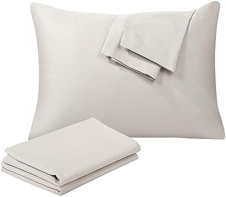 100% Egyptian Cotton King Size Pillow Protectors with Zipper Set of 4 by ShunjieHome