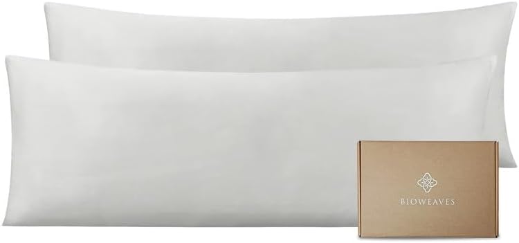 Bioweaves 100% Organic Cotton Body Pillow Cover for Body Pillowcases 300 Thread Count Soft Sateen Weave GOTS Certified with Zipped Closure - 21" x 54", Silver, Pack of 2 by BIOWEAVES