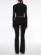 AnotherChill Women's Long Sleeve Top Foldover Flare Pants Lounge Set - Image 3