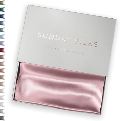 SUNDAYSILKS™ 100% Mulberry Silk Pillowcase, Silk Pillow Cases for Hair & Skin, Superior to Satin Pillowcase, with Zipper, Standard, Queen, King Sizes, Anti-Wrinkle, Cooling, Non-Slip Silk Pillowcases by ColoradoHomeCo