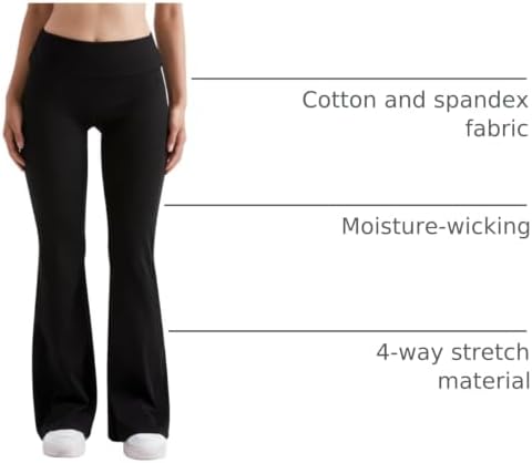 MOOSLOVER Women Flare Leggings Fold Over Bootcut Yoga Pants Casual Y2K Lounge Pants Comfy Cotton Leggings - Image 4
