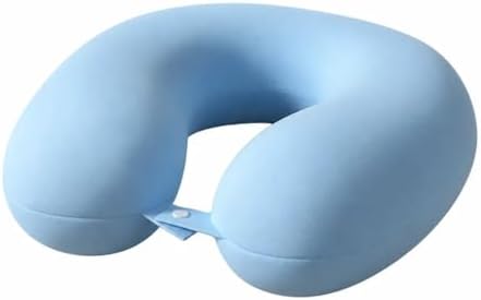 Lightweight Travel Neck Pillow, U-Shaped Memory Foam Pillow with Snap Closure, Portable Neck Support for Airplane, Car, Office & Home - Light Blue by Unknown