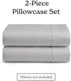 Beckham Hotel Collection King Pillow Cases Set of 2, Cool Touch Sateen Pillowcases, 500TC Cotton, Silky Smooth & Soft, Open End, Light Gray - Image 5