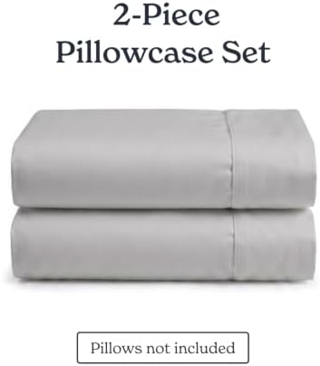 Beckham Hotel Collection King Pillow Cases Set of 2, Cool Touch Sateen Pillowcases, 500TC Cotton, Silky Smooth & Soft, Open End, Light Gray - Image 5