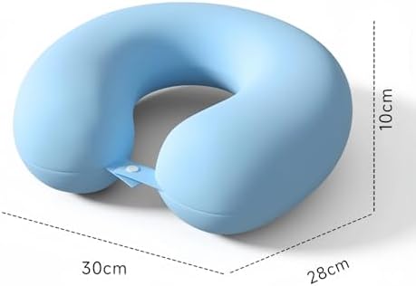 Lightweight Travel Neck Pillow, U-Shaped Memory Foam Pillow with Snap Closure, Portable Neck Support for Airplane, Car, Office & Home - Light Blue - Image 3