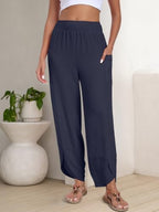 ANRABESS Womens Wide Leg Palazzo Capri Barrel Pants Cropped Trousers - Image 3
