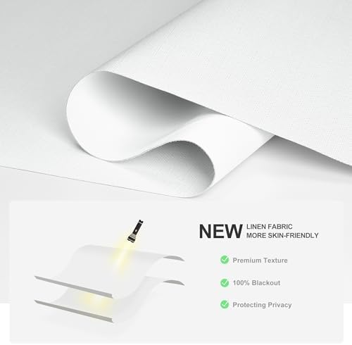 Boolegon Blackout Roller Shades for Windows, White, 46.5" W x 48" H - Image 3