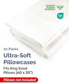 King Pillow Cases - 10 Pack Pillowcase Covers - 20" x 40" (Antique White) - Image 2