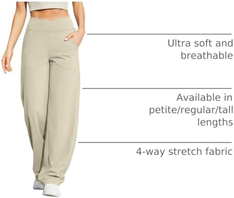 G4Free EverGoing Wide Leg Yoga Pants for Women Crossover Waist with Pockets - Image 2