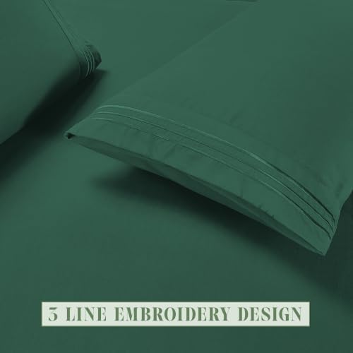 Elegant Comfort Luxury Soft 4-Piece 1500 Premium Hotel Quality Bed Sheet Set with Extra Deep Pockets 18-24 Inch, Wrinkle Free, Storage Pockets, Extra Deep Pocket 4PC Sheets, Twin XL, Hunter Green - Image 7