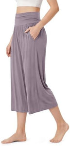 ODODOS Women's Wide Leg Palazzo Lounge Cropped Pants with Pockets Light Weight Comfy Pajama Capri Pants-20/22"/ 24" Inseam by ODODOS