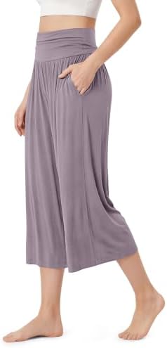 ODODOS Women's Wide Leg Palazzo Lounge Cropped Pants with Pockets Light Weight Comfy Pajama Capri Pants-20/22"/ 24" Inseam by ODODOS