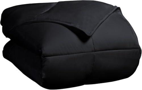 SUPERIOR All Season Reversible Down Alternative Comforter, King, Black by SUPERIOR