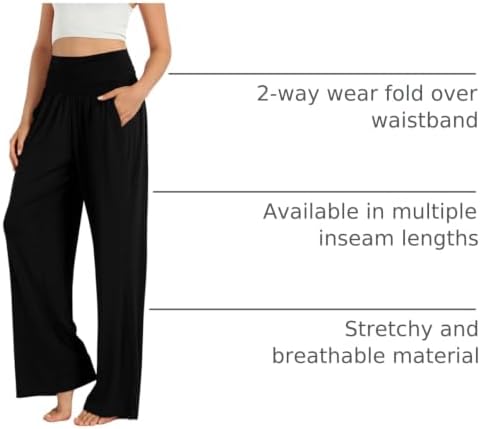 ODODOS Women's Wide Leg Palazzo Lounge Pants with Pockets Light Weight Loose Comfy Casual Pajama Pants-26/28/30"/32" Inseam - Image 4