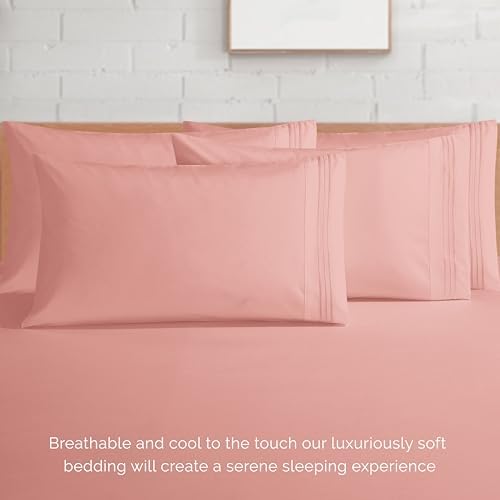 Elegant Comfort Luxury Soft 1500 Premium Hotel Quality Microfiber Wrinkle and Fade Resistant Cozy 6-Piece Bedding Set, Easy All Around Elastic Fitted Sheet, Deep Pocket, Full, Dusty Rose - Image 7