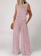 Dokotoo Womens 2 Piece Outfits Tank Tops Elastic Waist Wide Leg Pants Sets - Image 3
