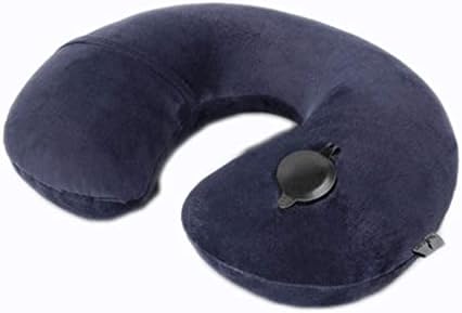 Travel Pillow Push-Button Inflatable U Shaped Neck for Support Airplanes with Packsack and Luggage Clip(E) by Unknown