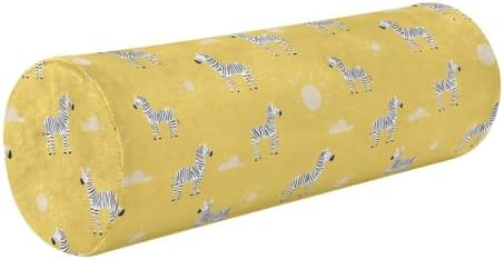 Style Zebras Sun Pastel Yellow bamboos Neck Roll Pillow Cover Round Pillow Insert almohada Redonda para Cuello by Unknown