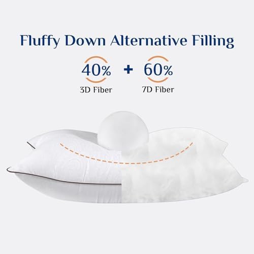 JOLLYVOGUE Soft Pillows Queen Size Set of 2, Cooling and Firm Pillows with Oeko-Tex Certified Down Alternative Filling for Side, Back, and Stomach Sleepers, Hotel Collection - Image 3