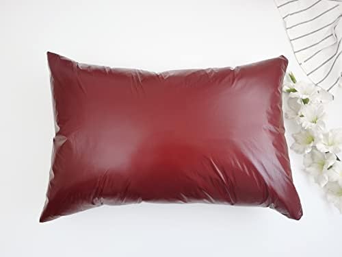 2pcs PU Waterproof Pillowcases with Zipper Pillow Protectors, Dust Proof, Grease Proof, Dog Proof, Extends Pillow Life, Utility Patent Pillow Covers, Beddings (Queen(20"*30"), Wine red) - Image 2