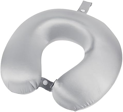 PATIKIL Silk Travel Pillow for Airplane, 22 Momme Real Silk Cover 100% Memory Foam Filled Travel Neck Pillow Sleeping Anti Wrinkle Pillow Head Neck Support for Plane Train, Gray by PATIKIL