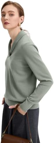 100% Merino Wool Sweater for Women, V Neck Shawl Collar Pullover - Image 2