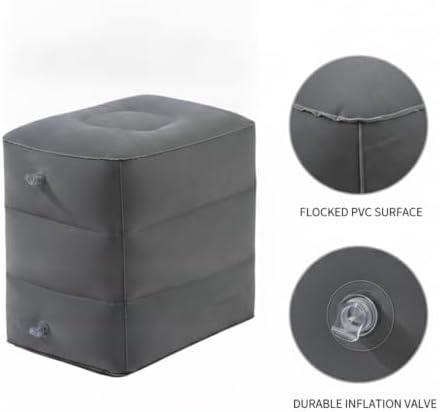 Fits Airplane Seats & Office Desks: Inflatable Foot Rest with Manual Pump, Portable Flocked PVC Leg Support Pillow for Travel - Image 6