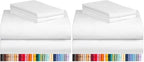 LuxClub 4 PC King Size Sheet Set Bed Sheets Deep Pockets 18" Wrinkle Free Cooling Bed Sheets Machine Washable Hotel Bedding Silky Soft - White King (Pack of 2) by LuxClub