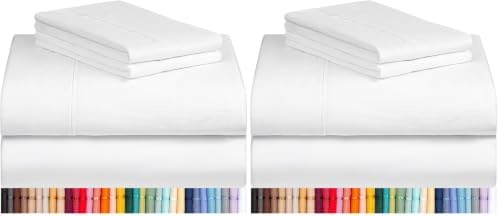 LuxClub Queen Sheet Set, Bed Sheets Queen Size 4PC, Deep Pocket Cooling Bed Sheets, Soft Hotel Luxury Bedding for Mattress Wrinkle Free, Silky Fitted Sheet & Pillowcase Sets, White (Pack of 2) by LuxClub