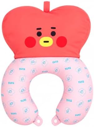 LINE FRIENDS Official BT21 Baby Tatton Reversible Neck Pillow - TATA, 2-Side Travel Neck Pillow Cushion for Airplane, Road Trip Essentials, Kpop Merch, Gift for Girls and Kpop Fans, 1 Count by LINEFriends