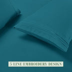 Elegant Comfort Luxury Soft 6-Piece 1500 Premium Hotel Quality Bed Sheet Set with Extra Deep Pockets 18-24 Inch, Wrinkle Free, Storage Pockets, Extra Deep Pocket 6PC Sheets, Cal King, Marine Teal - Image 7