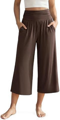 ODODOS Women's Wide Leg Palazzo Lounge Cropped Pants with Pockets Light Weight Comfy Pajama Capri Pants-20/22"/ 24" Inseam by ODODOS