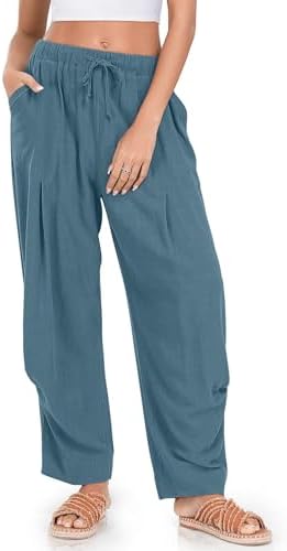 TARSE Womens Linen Barrel Pants Casual Summer Travel Lounge Trousers by TARSE