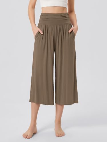 ODODOS Women's Wide Leg Palazzo Lounge Cropped Pants with Pockets Light Weight Comfy Pajama Capri Pants-20/22"/ 24" Inseam - Image 2