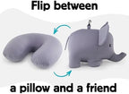 Kikkerland Zip & Flip Travel Pillow – Micro Bead Head Rest for Planes and Travel – Elephant - Image 2