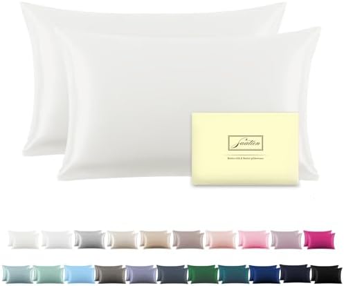 Suatien Mulberry Silk Pillow Cases 2 Pack King Size, Ivory by Suatien
