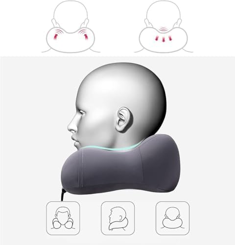 QUQUQ Travel Neck Pillow for Sleeping Memory Foam Travel Neck Pillow Cushion Support for Airplane Sleeping Comfortable(Grey) - Image 5